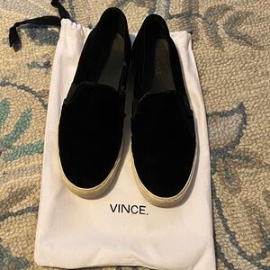 Vince Black Velvet Slip-On Shoes